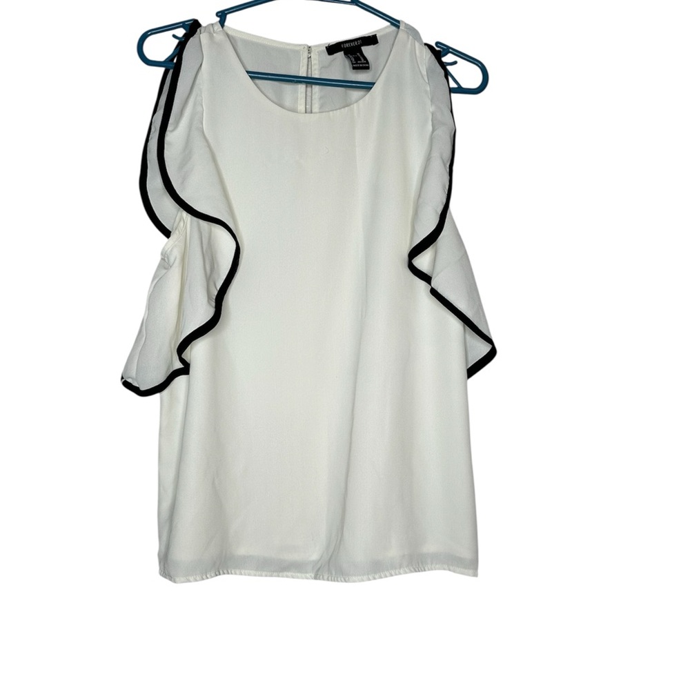 Forever 21 Ivory Blouse with Black Edging